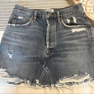 AGOLDE Distressed denim skirt